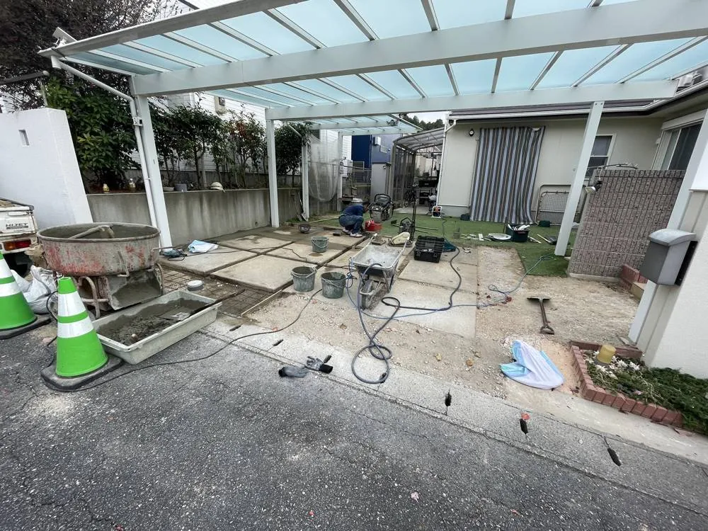 宇美町 T様邸 駐車場土間打工事 コンクリート打設